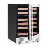 24-Inch Under-Counter Dual Zone Wine Cooler with Low-E Glass Door with Stainless Steel Trim