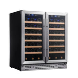 30-inch Dual Zone Wine Cooler with Low-E Glass Door with Stainless Steel Trim