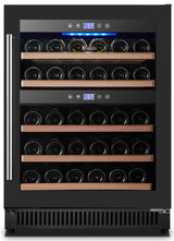 Vinovero 23" Dual Zone Wine Cooler with 40 Bottle Capacity and Black Full Glass Door