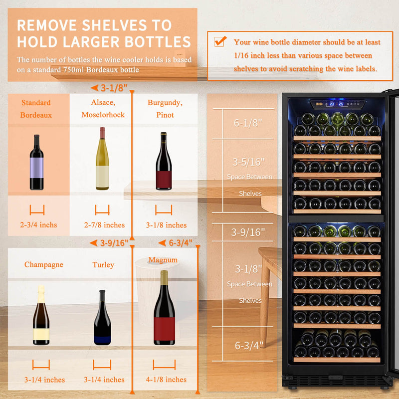 Lanbo 141 Bottle Dual Zone Wine Cooler