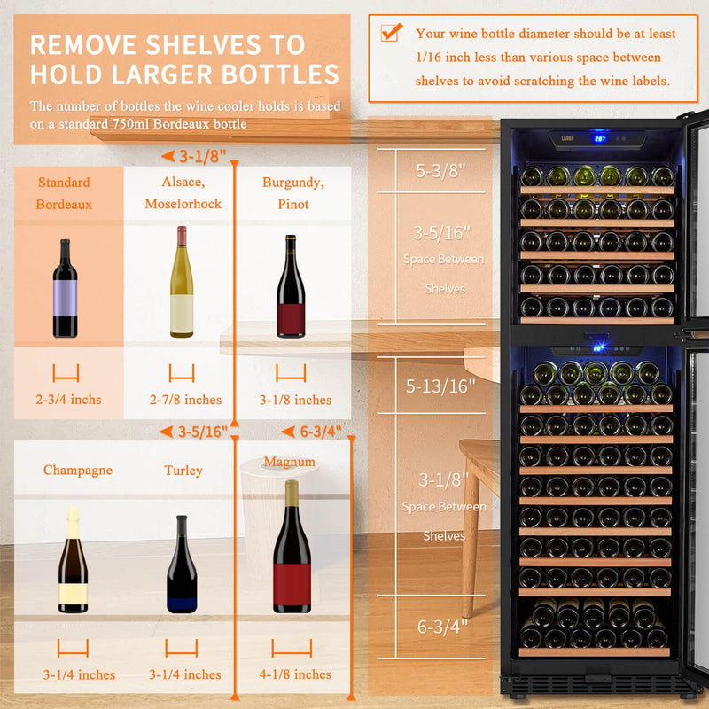 Lanbo 152 Bottle Dual Door Wine Cooler