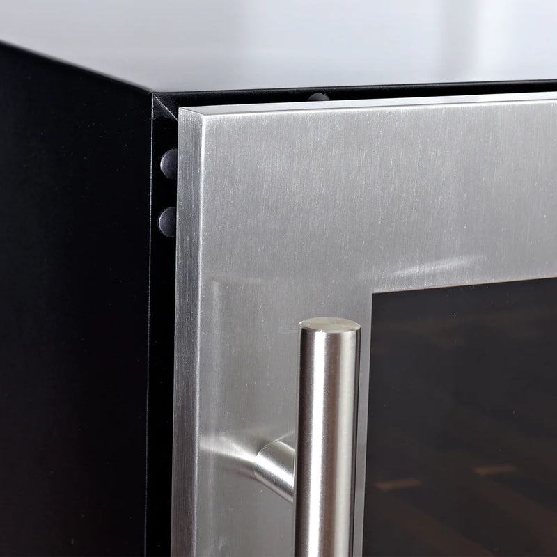 Upright Single Zone Large Wine Cooler With Low-E Glass Door with Stainless Steel Trim
