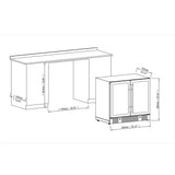 36" Under Bench Dual-Zone Wine Cooler with Low-E Glass Door