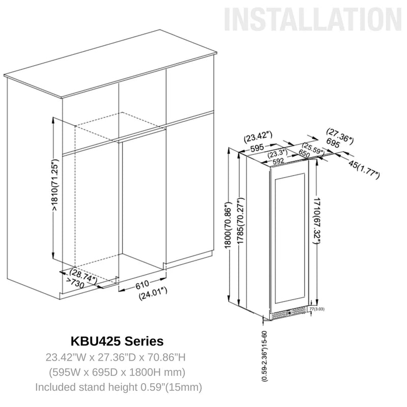 Tall Dual Zone Upright Wine Cooler | Low-E Glass & Silent Cooling with Stainless Steel Trim
