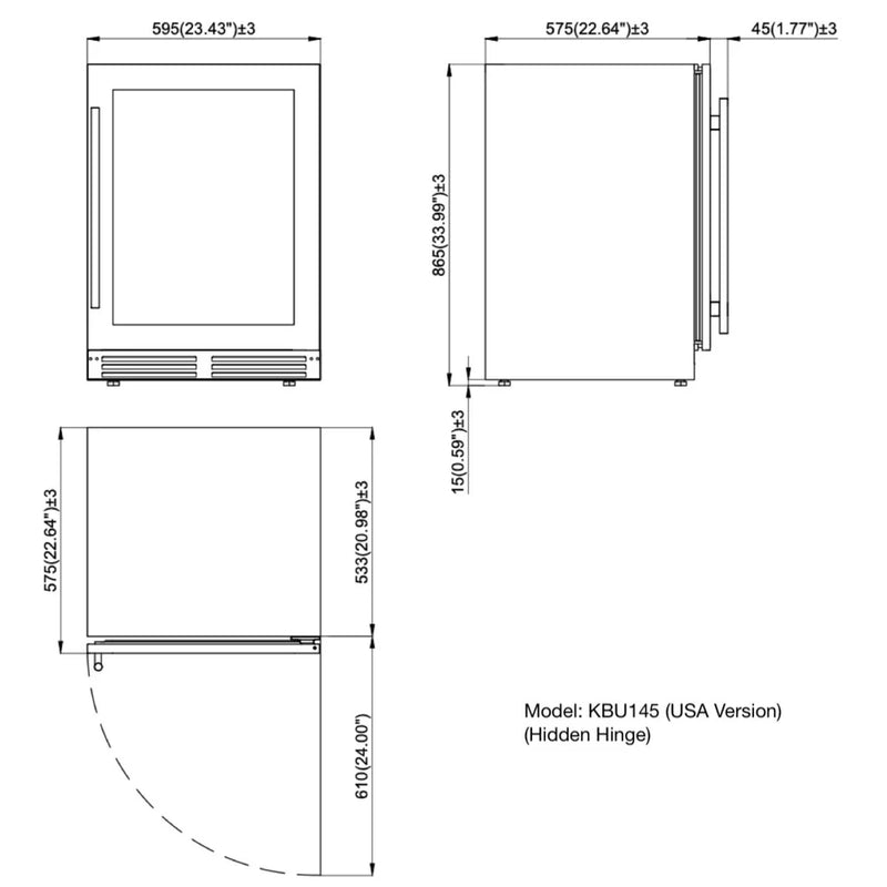 24-Inch Under-Counter Single Zone Wine Cooler with Low-E Glass Door with Stainless Steel Trim