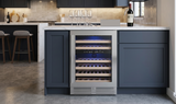 24-Inch Under-Counter Dual Zone Wine Cooler with Low-E Glass Door with Stainless Steel Trim