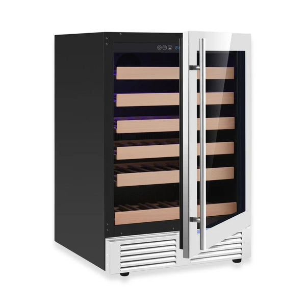 24-Inch Under-Counter Single Zone Wine Cooler with Low-E Glass Door with Stainless Steel Trim