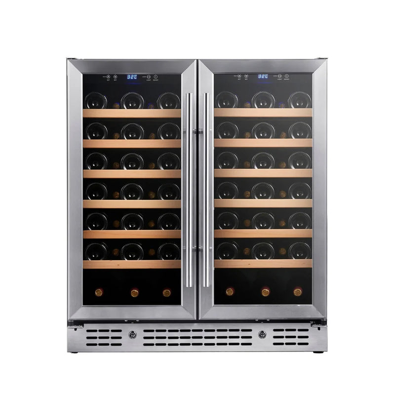 30-inch Dual Zone Wine Cooler with Low-E Glass Door with Stainless Steel Trim