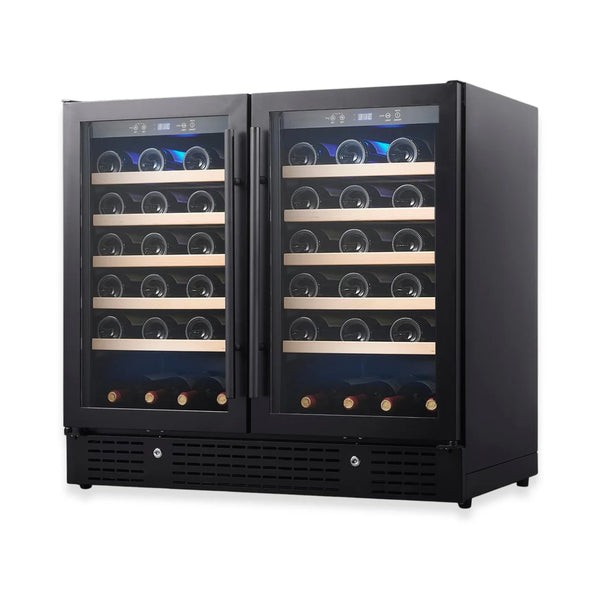 36" Under Bench Dual-Zone Wine Cooler with Low-E Glass Door