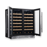 36" Under Bench Dual-Zone Wine Cooler with Low-E Glass Door