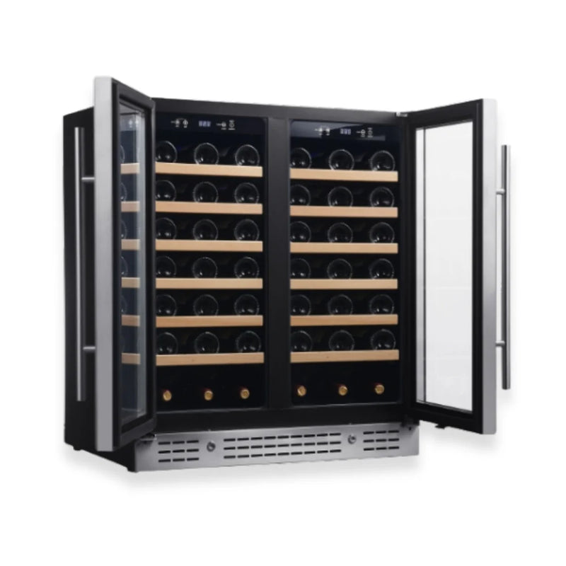 36" Under Bench Dual-Zone Wine Cooler with Low-E Glass Door