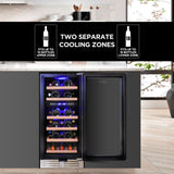 Koolatron 28 Bottle Dual Zone 15-Inch Under Counter Wine Cooler