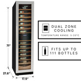 Kenmore Elite 18 Inch Dual Zone 111 Bottle Wine Cooler