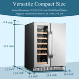 Lanbo 24-inch wine and beverage cooler with 18 wine bottles and 55 cans, black finish, digital control panel, modern design