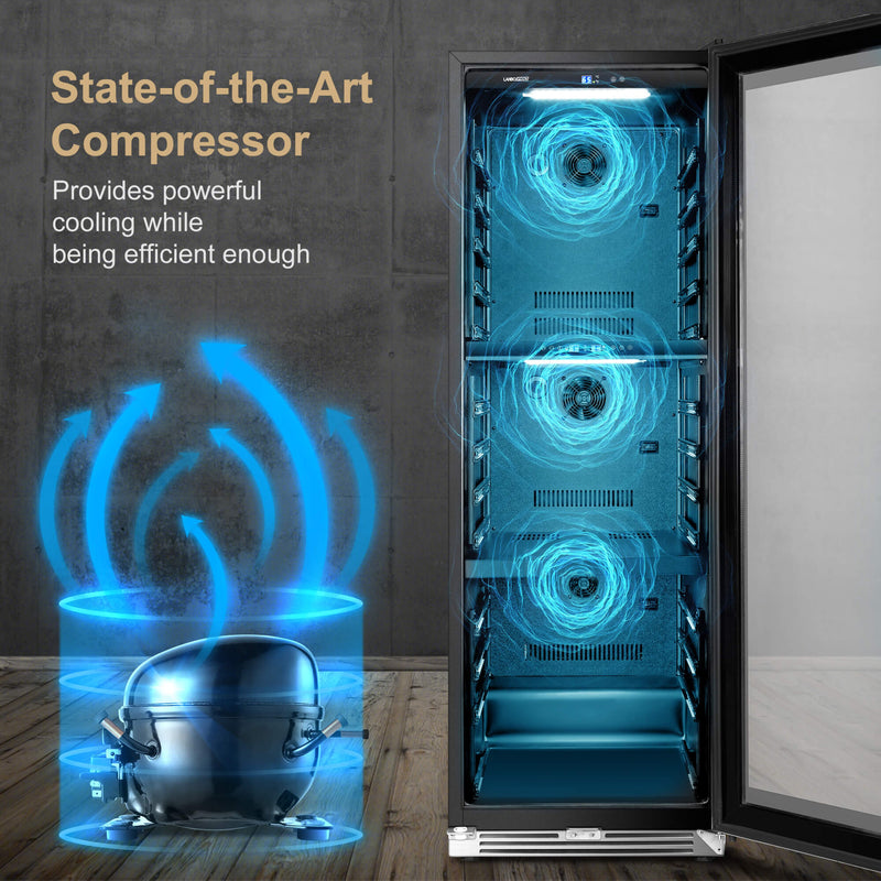 Lanbopro 143 Bottle Triple Zone Wine Cooler