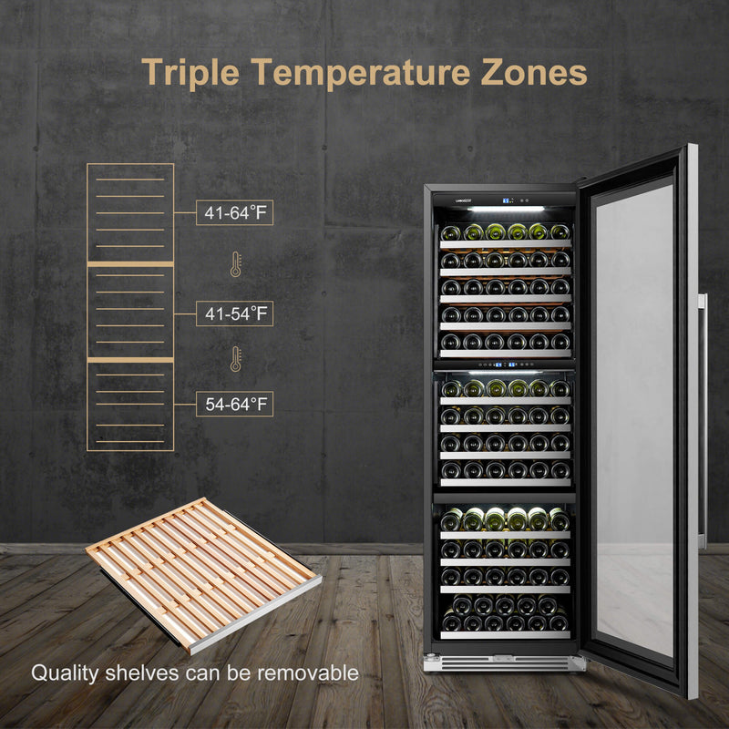 Lanbopro 143 Bottle Triple Zone Wine Cooler