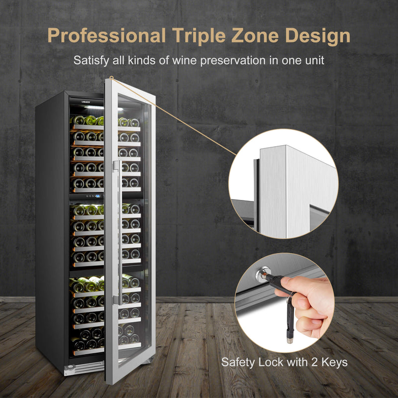 Lanbopro 143 Bottle Triple Zone Wine Cooler