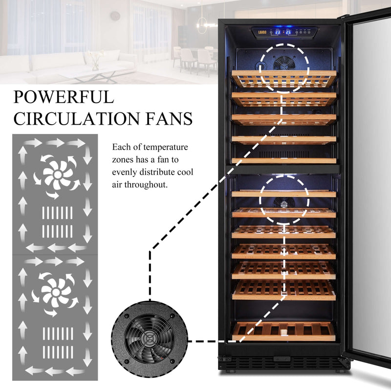 Lanbo 141 Bottle Dual Zone Wine Cooler