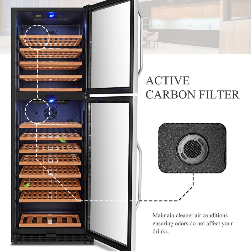Lanbo 152 Bottle Dual Door Wine Cooler