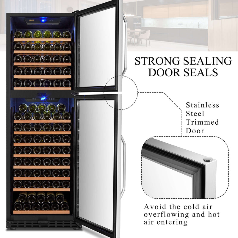Lanbo 152 Bottle Dual Door Wine Cooler