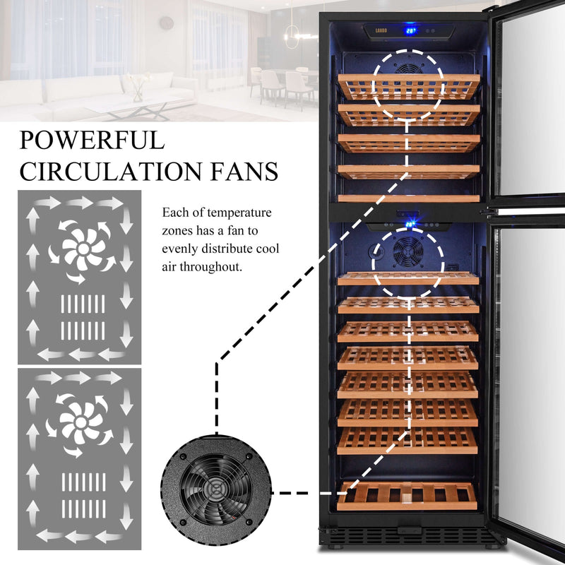 Lanbo 152 Bottle Dual Door Wine Cooler
