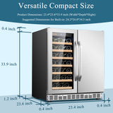 Lanbo 30-inch dual zone wine and beverage cooler with glass door, stainless steel finish, and interior LED lighting.