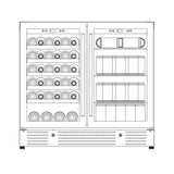 36" Under Bench Dual-Zone Wine Cooler with Low-E Glass Door
