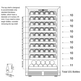 47-Inch Height Single Zone Wine Cooler with Low-E Glass Door with Stainless Steel Trim