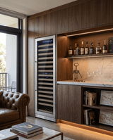 Upright Single Zone Large Wine Cooler With Low-E Glass Door with Stainless Steel Trim